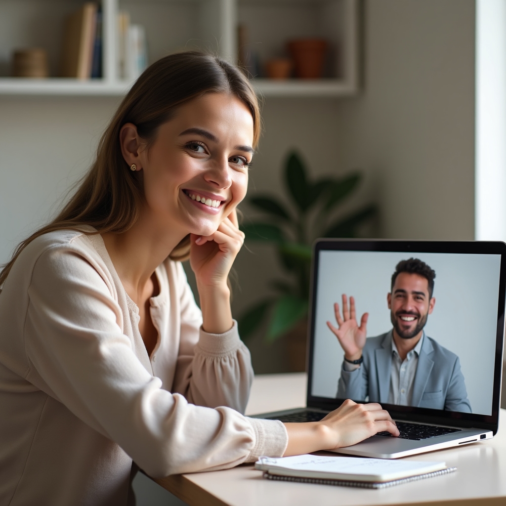 Autónoma participando en una videollamada de una sesión de prueba online sobre técnicas de venta consultiva